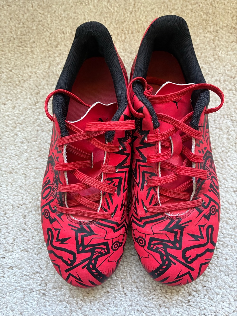 Pulisic Puma Tacto 2 Red Graphic Lace-Up Soccer Cleats size 3